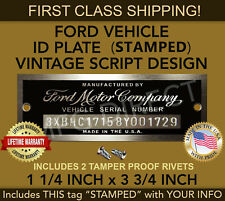 SERIAL NUMBER FORD ID TAG DATA PLATE VINTAGE SCRIPT DESIGN CUSTOM ENGRAVED USA picture