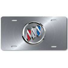 Buick Inspired Art Emblem Aluminum License Plate Tag Silver Steel Look picture