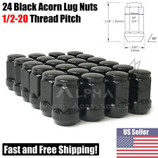 24 Black Bulge Acorn Lug Nuts 1/2
