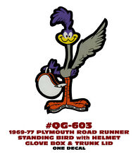 GE-QG-603 1969-77 PLYMOUTH ROAD RUNNER STANDING BIRD w/ HELMET STICKER DECAL KIT picture