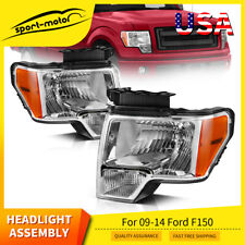 Fits 2009 - 2014 Ford F-150 F150 Pickup Chrome Headlights Headlamps Pair picture