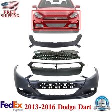 Front Grille Textured +Bumper + Upper Cover +Molding Primed For 13-16 Dodge Dart picture