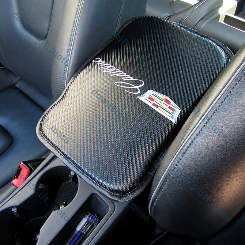 For NEW CADILLAC Carbon Fiber Car Center Console Armrest Cushion Pad Cover 1PCS