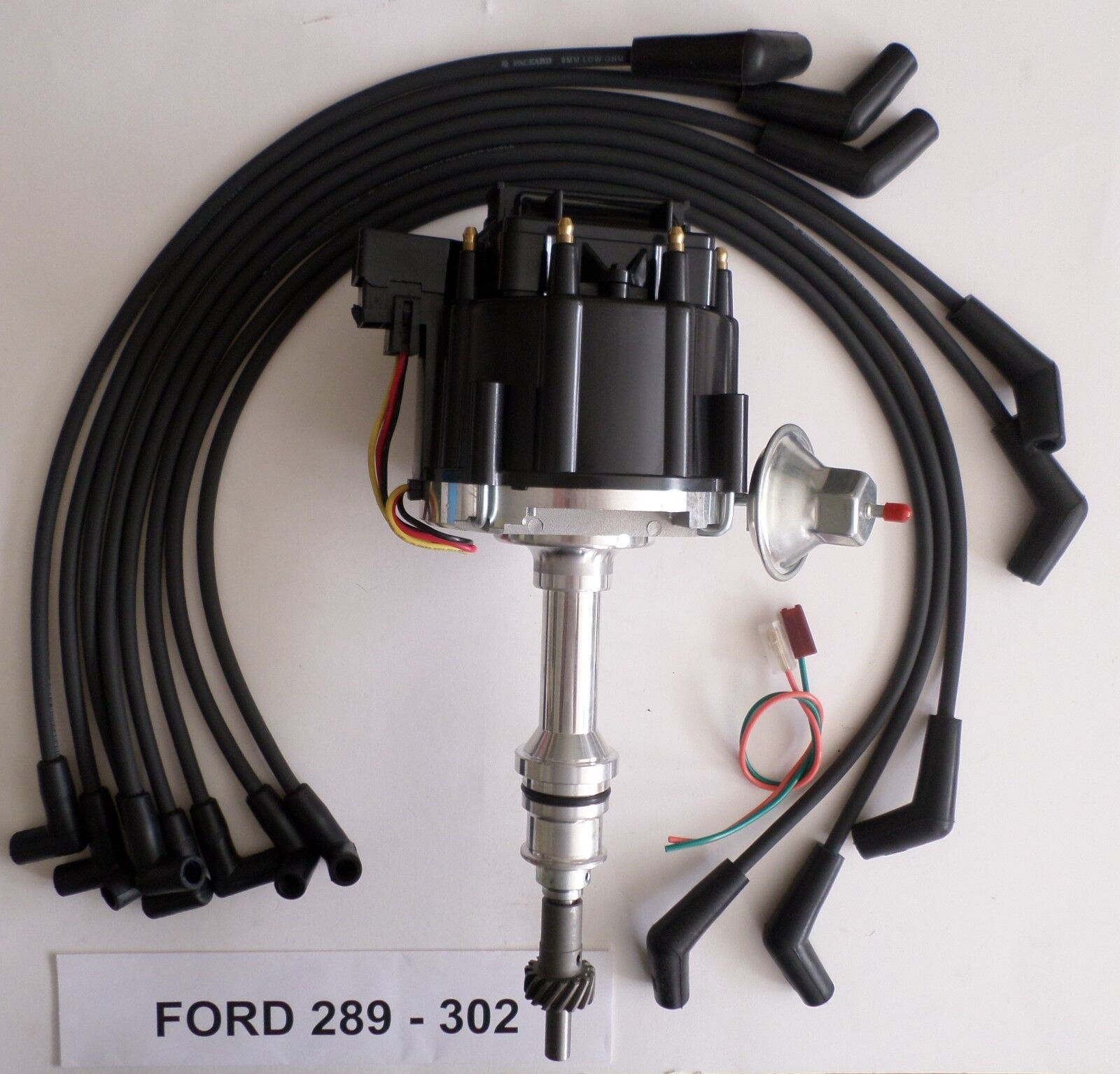 FORD Small Block 221,260,289 & 302 BLACK HEI Distributor + Spark Plug wires USA