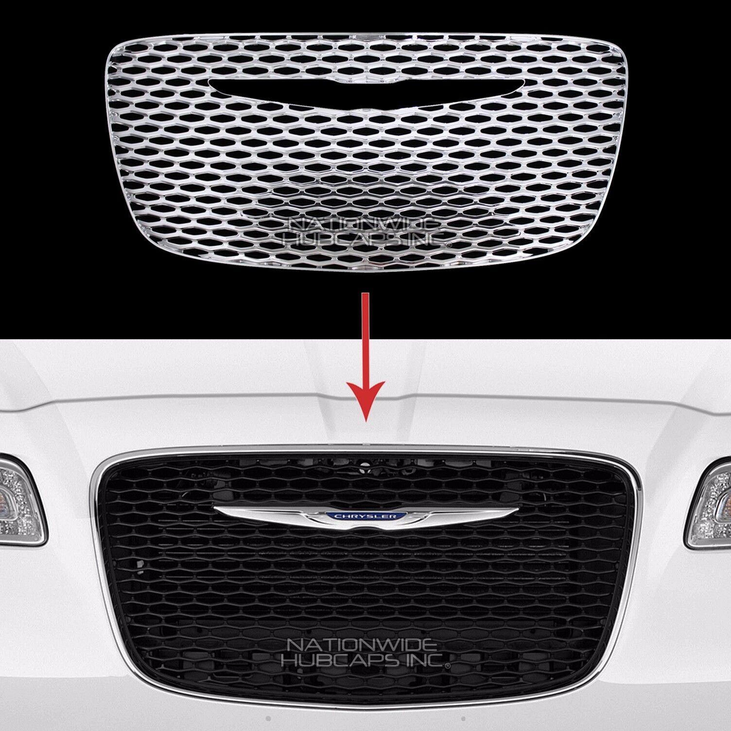 fits Chrysler 300 2015-18 CHROME Snap On Grille Overlay Front Grill Cover Insert