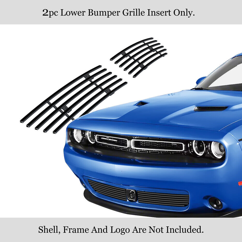 Fits 2015-2023 Dodge Challenger W/ Adapt Ctrl Lower Stainless Black Billet Grill