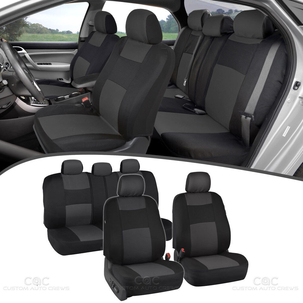 Charcoal Seat Covers for Car Double Stitched Split Bench Option