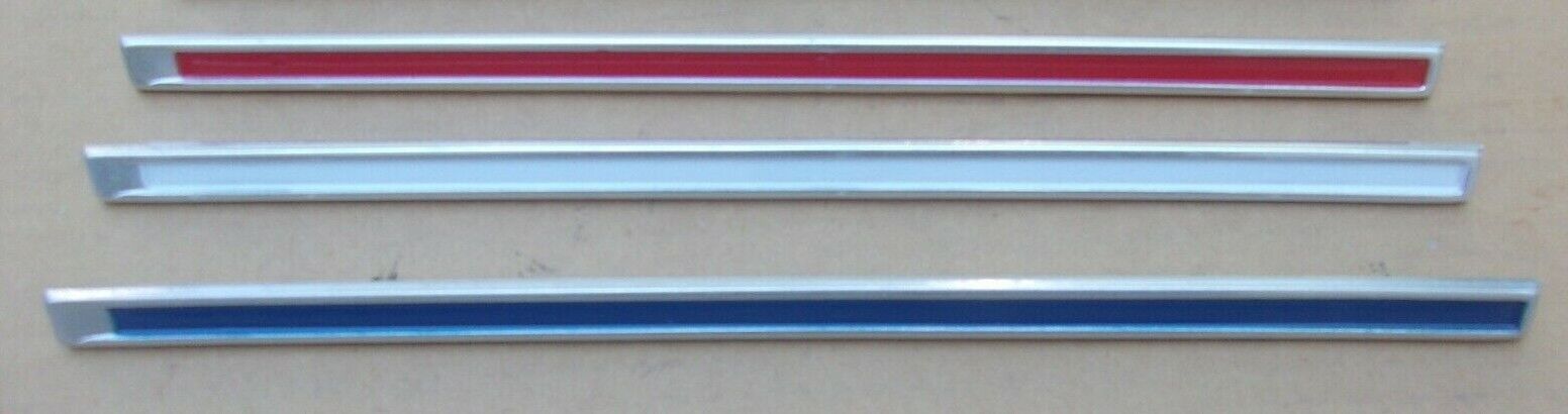 NEW 1965 Plymouth Fury Front Fender Colored Moulding Bars RED/WHITE/BLUE SET