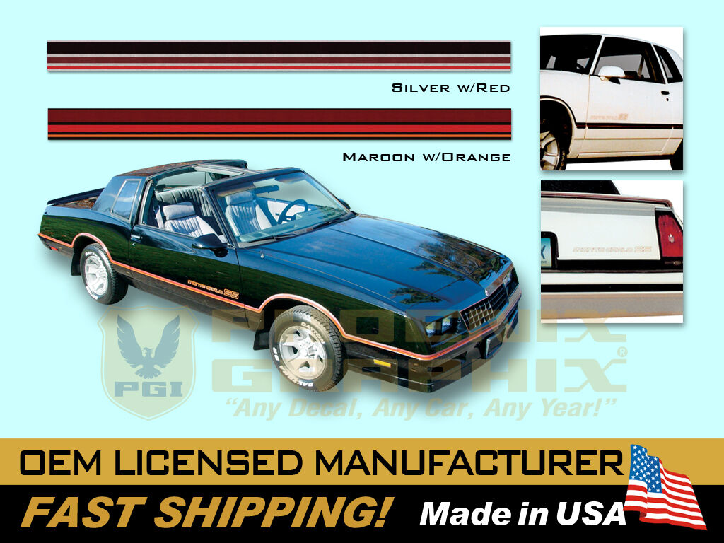 1985 1986 Chevrolet Monte Carlo SS Super Sport Decals Graphics Stripes Kit