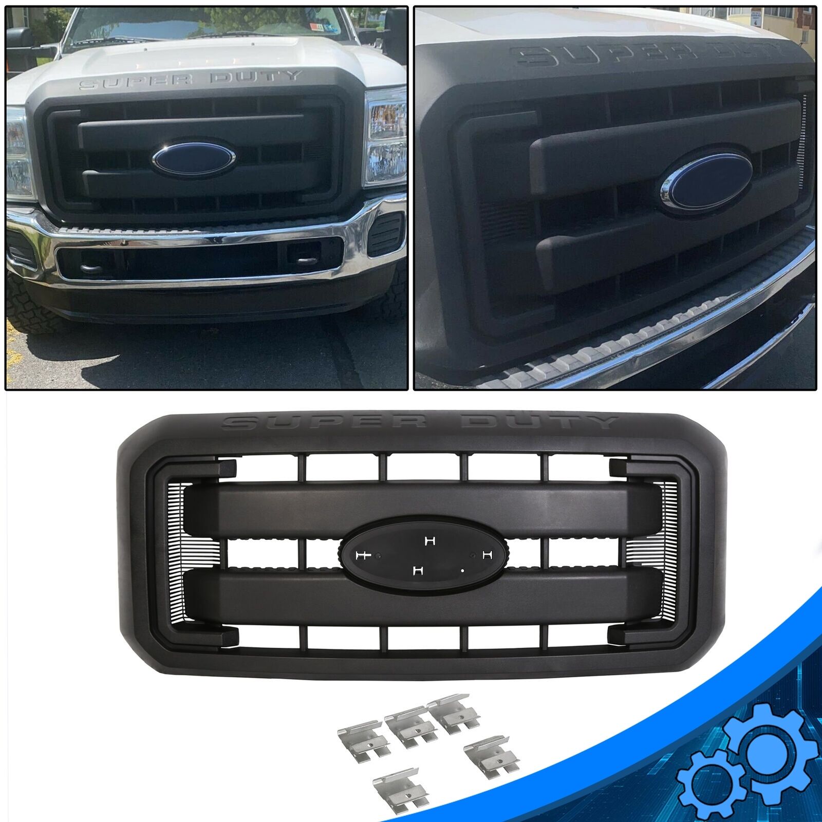 Black Grille Front Radiator Grill For 11-16 Ford F250 F350 Super Duty King Ranch