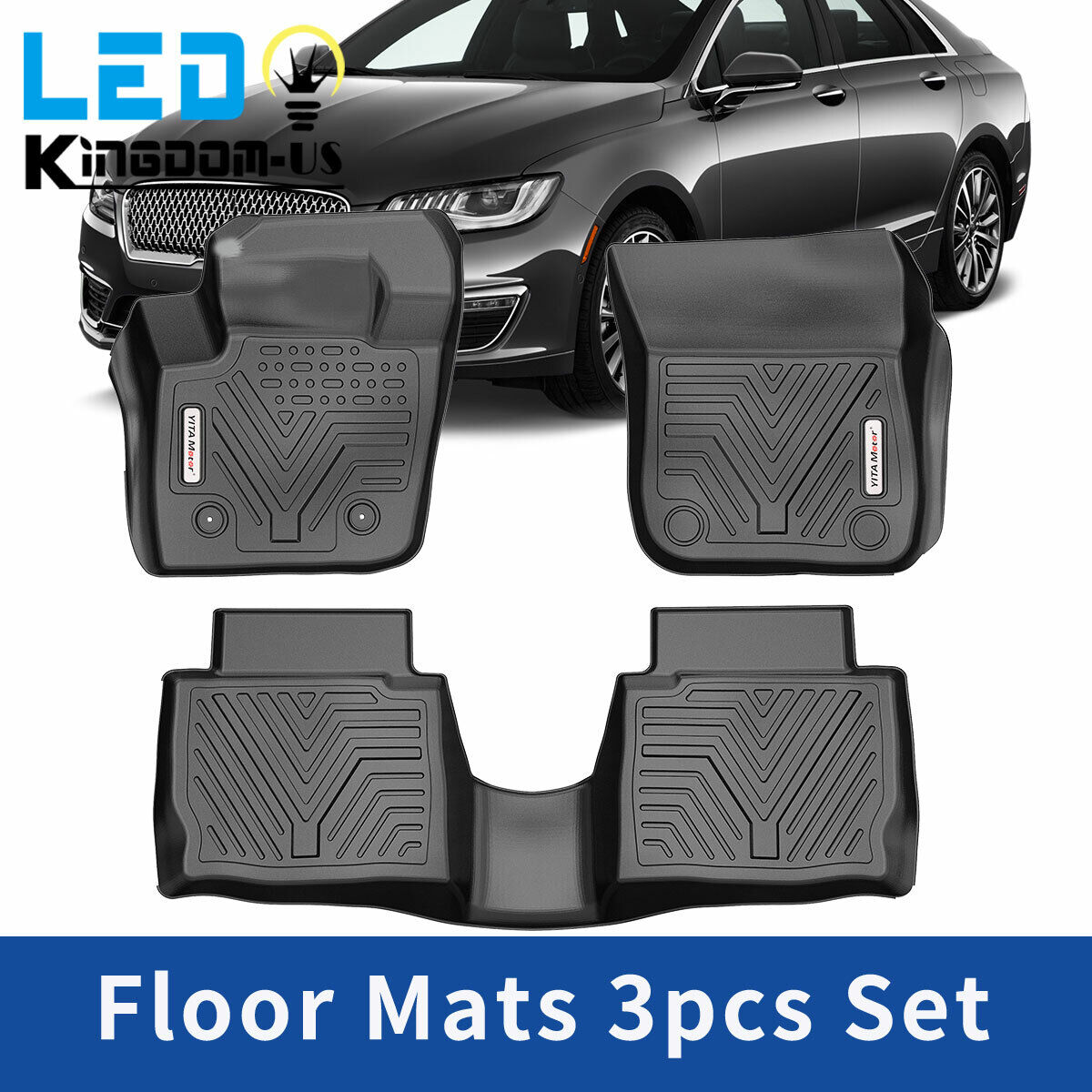 All Weather Floor Mats For 2013-2016 Ford Fusion Lincoln MKZ Black Rubber Liners