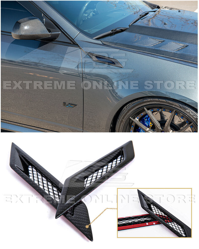 For 09-15 Cadillac CTS-V | Factory Style CARBON FIBER Side Bumper Fender Vents