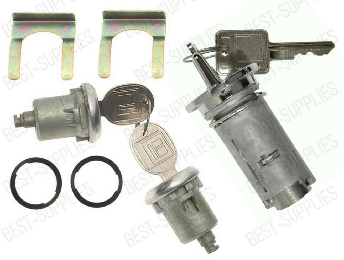 Ignition Lock Cylinder & Door Lock Pair Set W/ Keys for listed Chevy vehicles