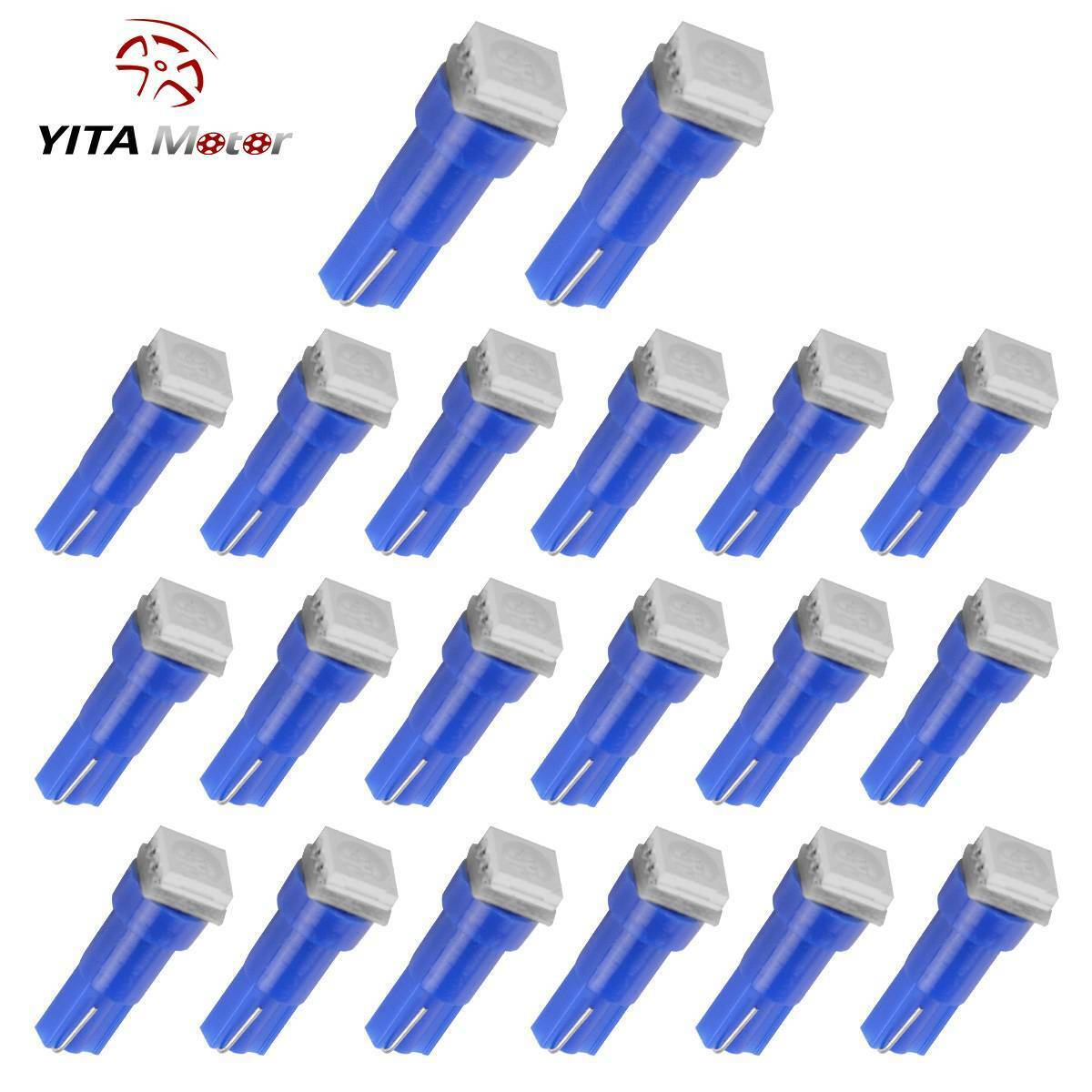 YITAMOTOR 20PCS Blue T5 74 73 Bulb Led Gauge Dash Instrument Panel Light 5050SMD
