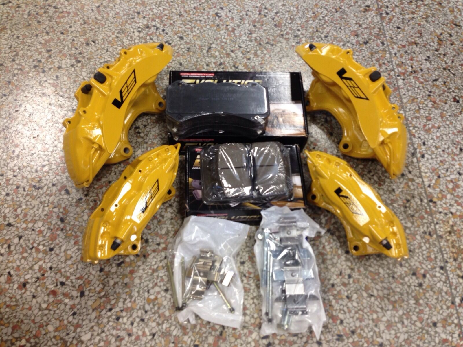 New Cadillac CTS-V 6 Piston Yellow Brembo Calipers Front & Rear w/pads pins ZL1