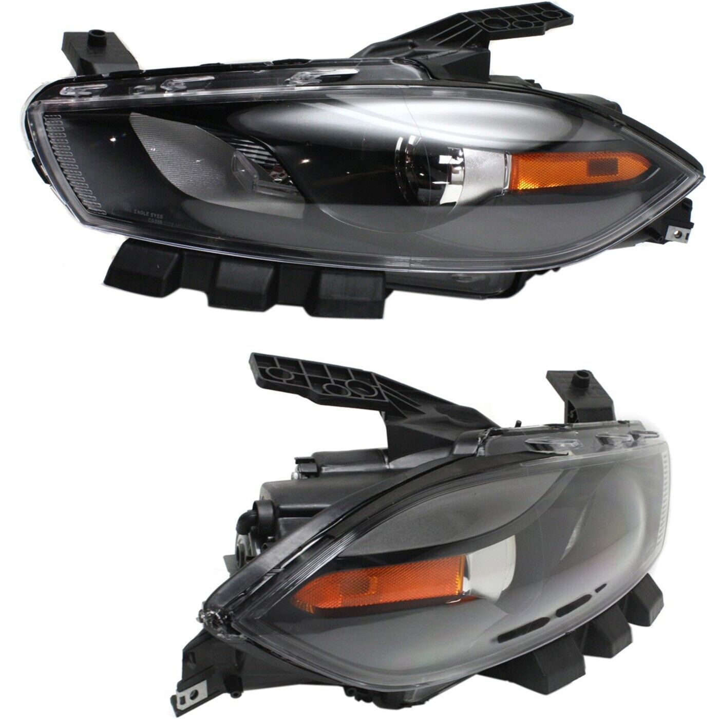 Headlight Set For 2013-2016 Dodge Dart Left and Right Black Housing HID 2Pc