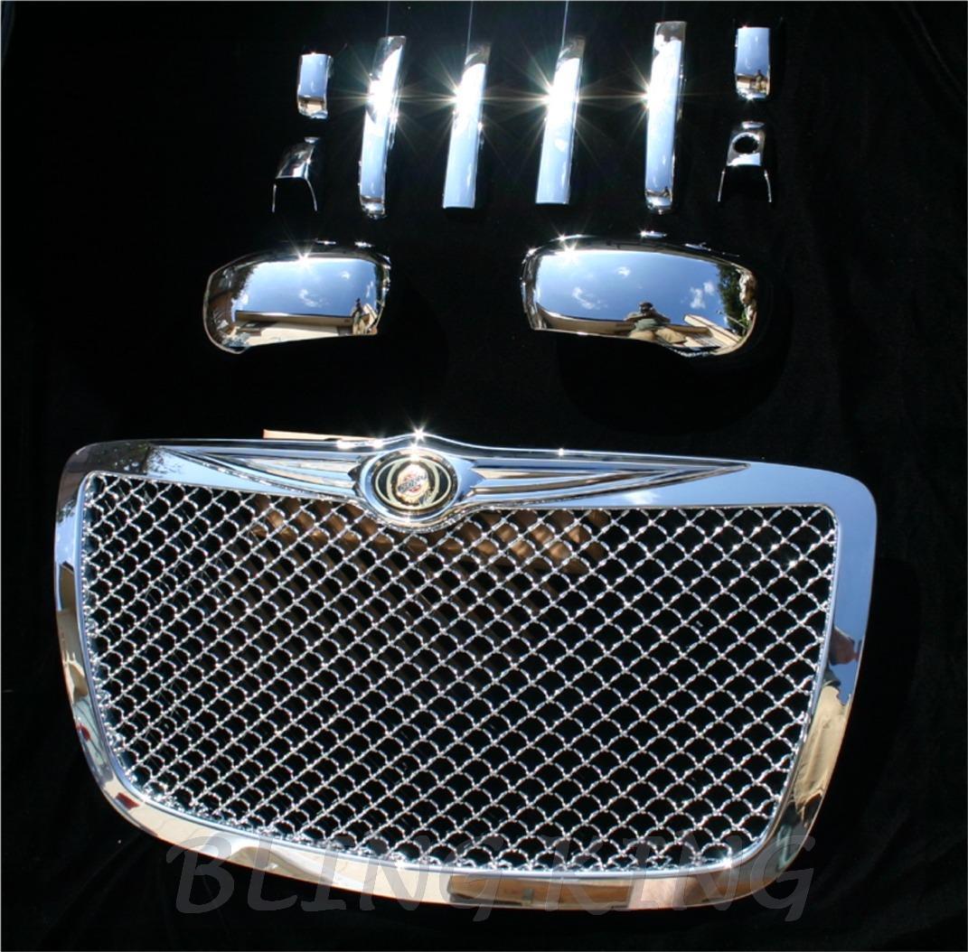 Fits 2005-2010 Chrysler 300 Chrome mesh GRILLE HANDLE MIRROR cover trim package