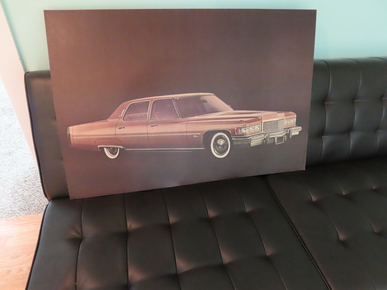 Huge NOS 1975 Cadillac Fleetwood double sided dealership showroom poster 