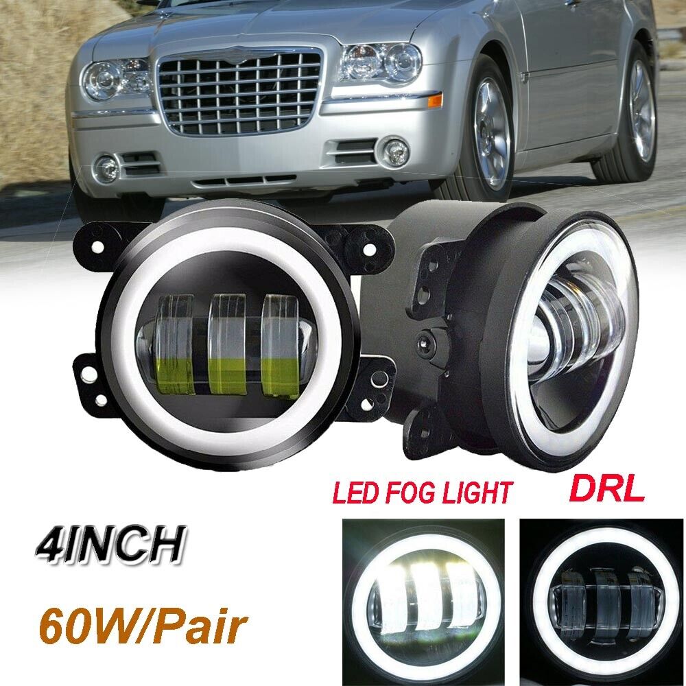Pair 4 inch Bumper Fog Lights Lamps Replacement clear Fit for Chrysler 300 2005