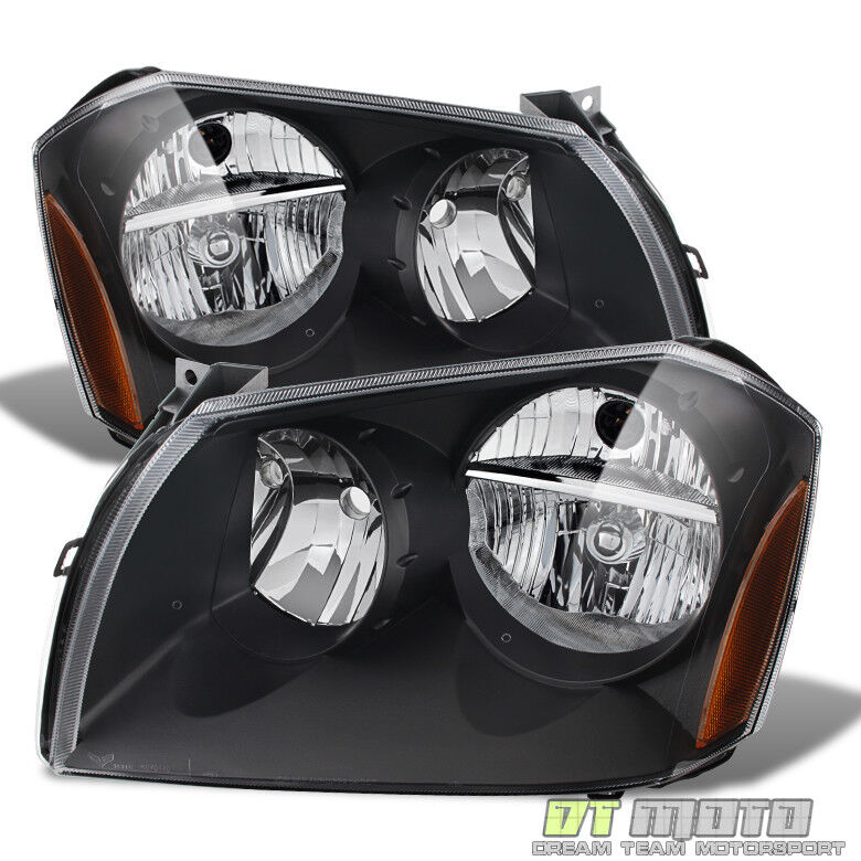 Black 2005-2007 Dodge Magnum Replacement Headlights Headlamps Pair Left + Right