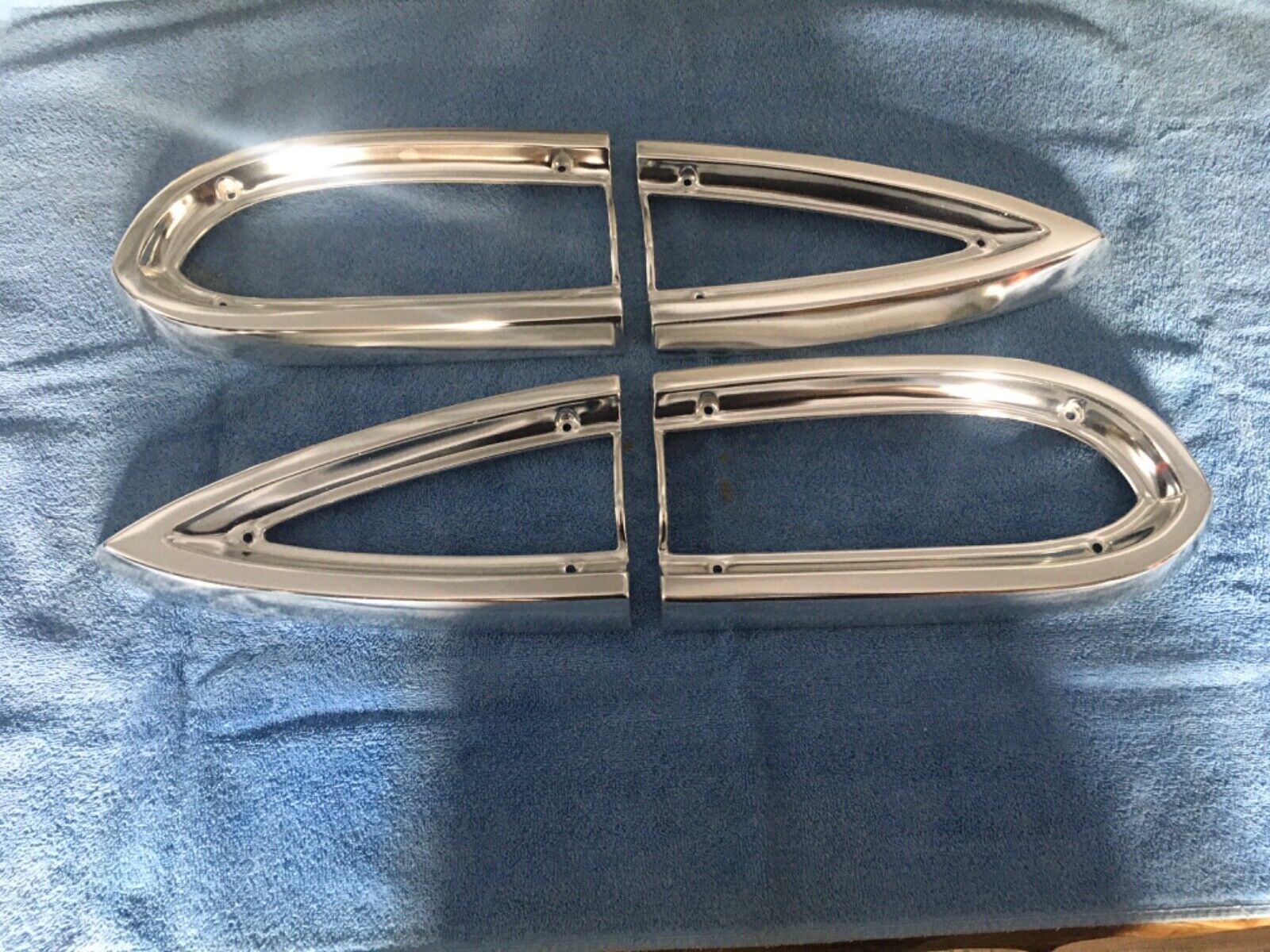1959 CHEVROLET EL CAMINO, WAGON TAIL LENS BEZELS (reconditioned)
