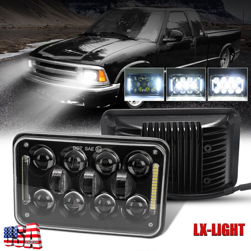 DOT 4x6 LED Headlight Projector Beam w/ DRL for For Chevrolet S10 1995 1996 1997