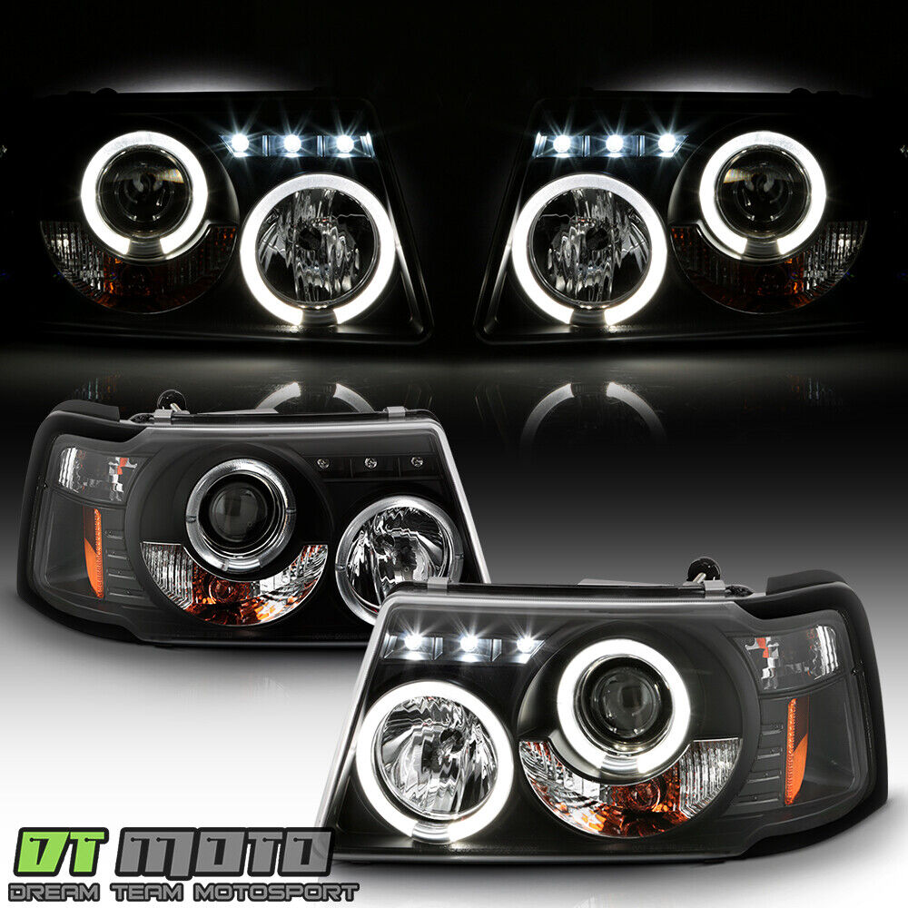 Blk 2001-2011 Ford Ranger LED Halo Projector Headlights w/Built In Corner Lamps