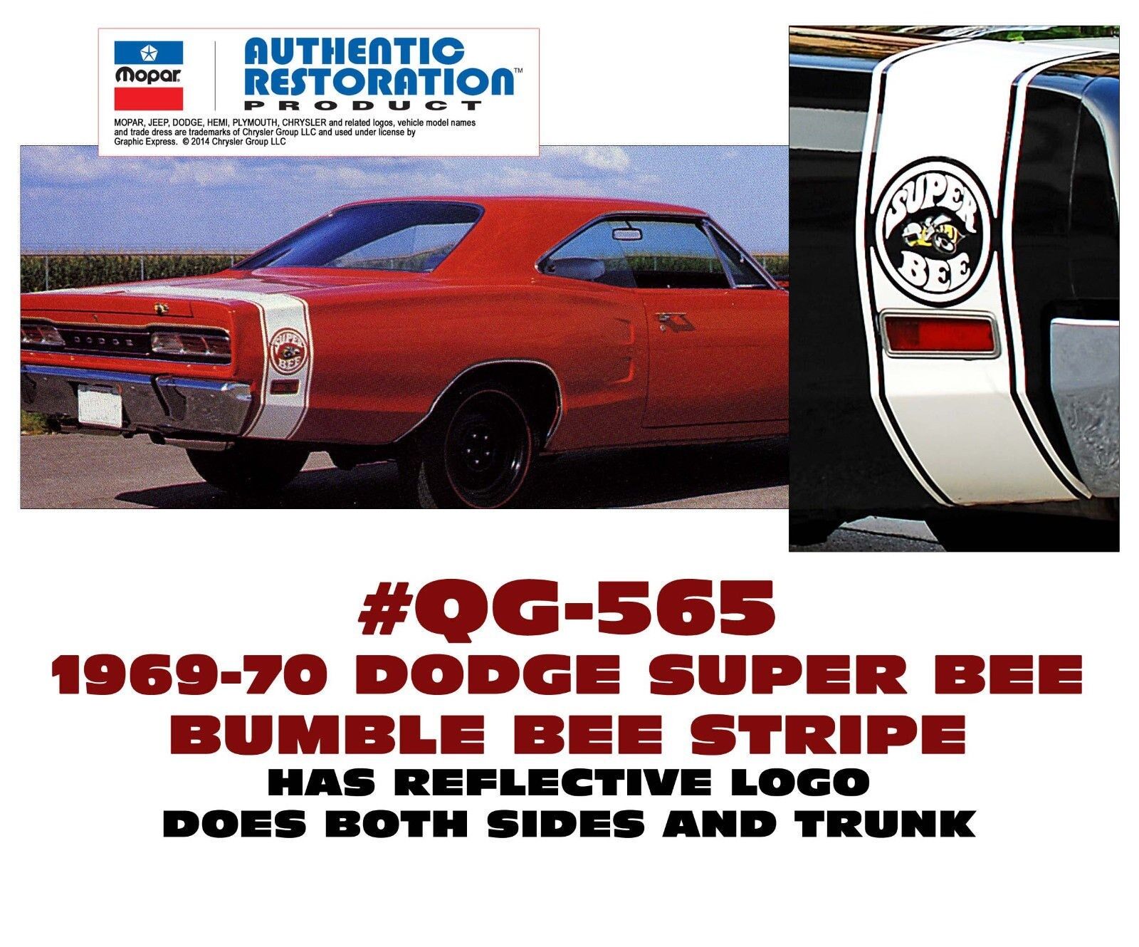 QG-565 1969-70 DODGE CORONET SUPER BEE - BUMBLE BEE STRIPE - LICENSED