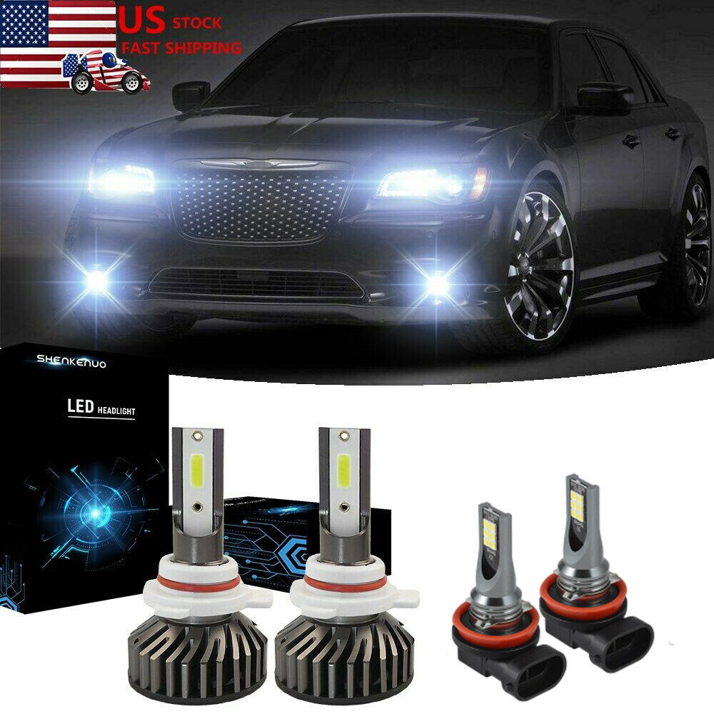 For Chrysler 300 2011 2013 2014 6000K 9012 LED Headlight + H11/H16 Fog Bulbs