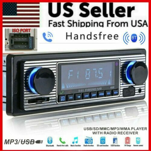 Bluetooth Car Stereo Radio 4-CH Output In-dash MP3 Player FM USB/SD/AUX & Remote