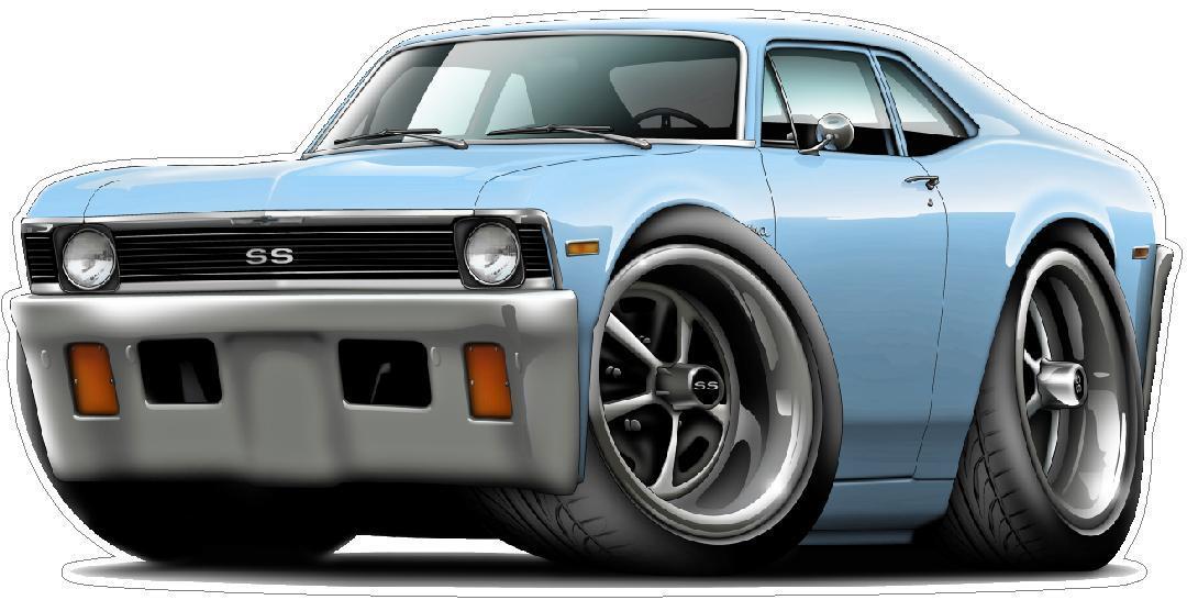 71-72 Chevy Nova SS 350 Turbo Fire Muscle Car Wall Graphic 3ft long Decal