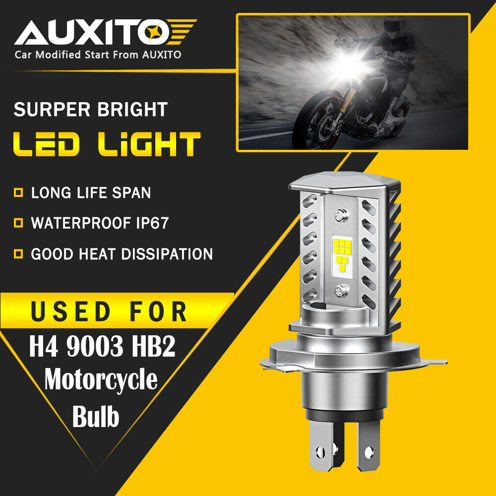 AUXITO H4 9003 HB2 LED Bulb Hi/Lo Beam White Motorcycle Headlight High Power EOA