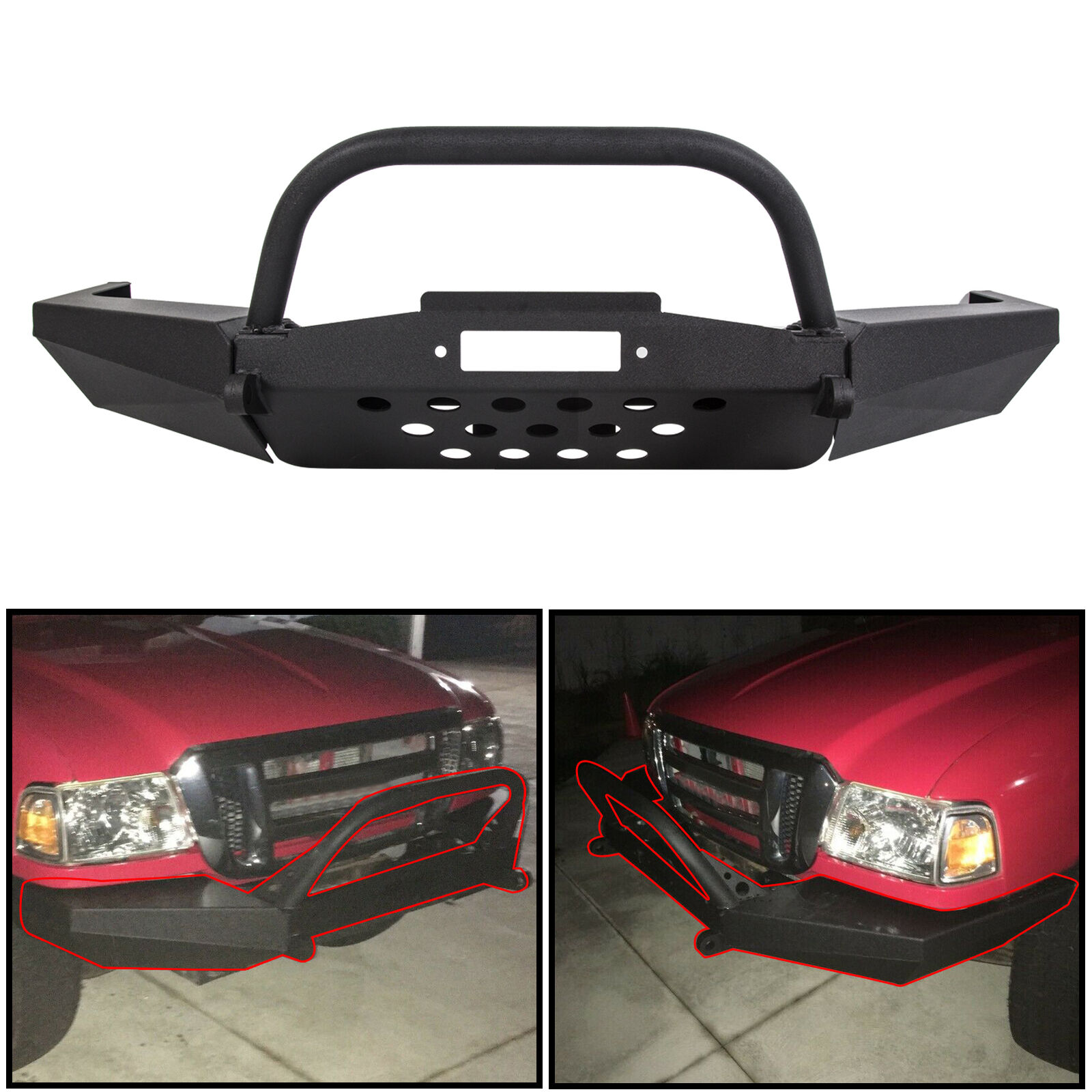 For 1998-2011 Ford Ranger Modular Front Winch Bumper with Bull Bar