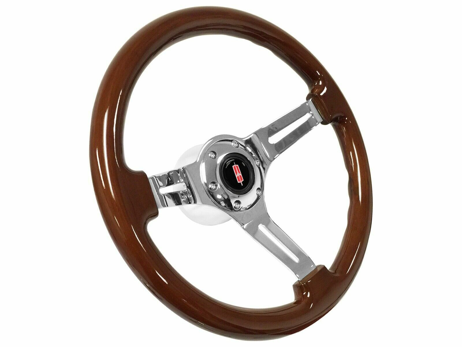 1969-94 Oldsmobile S6 Sport Mahogany Wood Steering Wheel Kit, Rocket Emblem