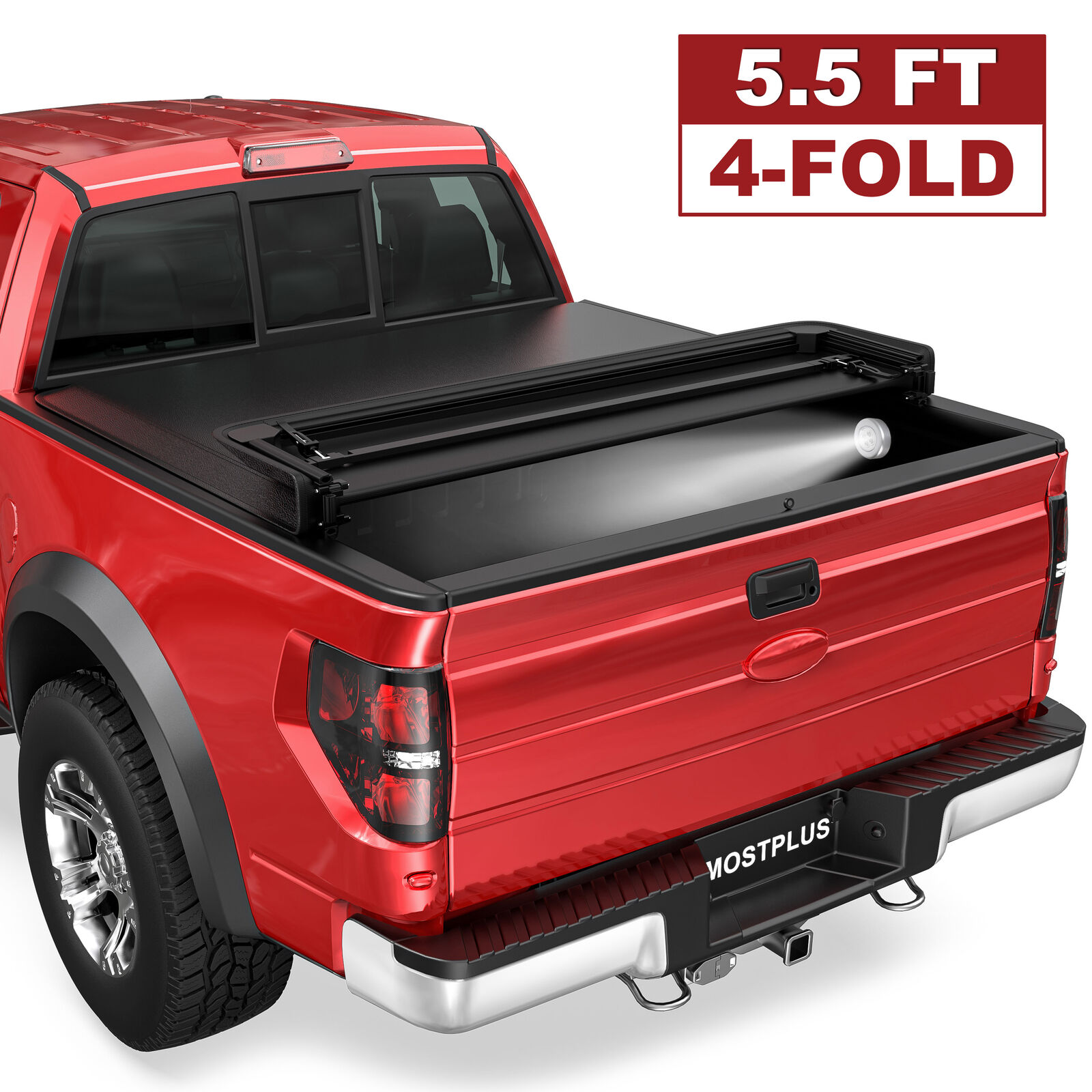 5.5FT Quad Fold/4 Fold Soft Truck Bed Tonneau Cover For 2015-2024 Ford F150
