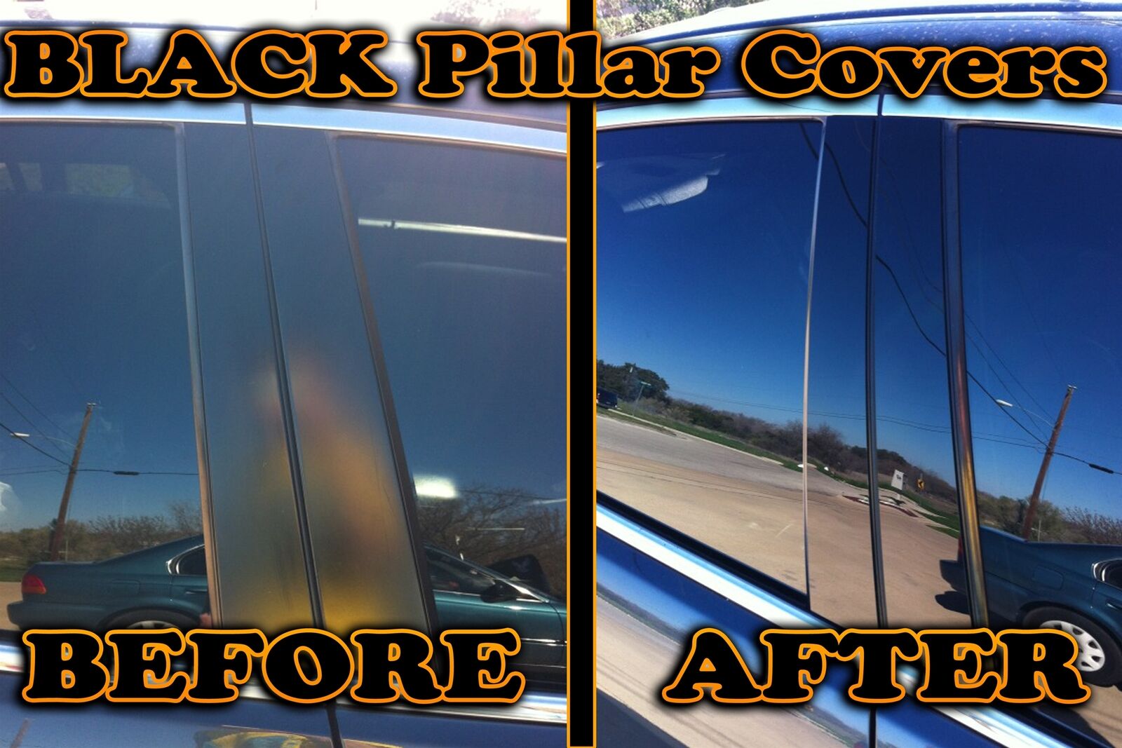 Black Pillar Posts for Dodge Dynasty 88-93 4pc Set Door Cover Trim Piano Kit