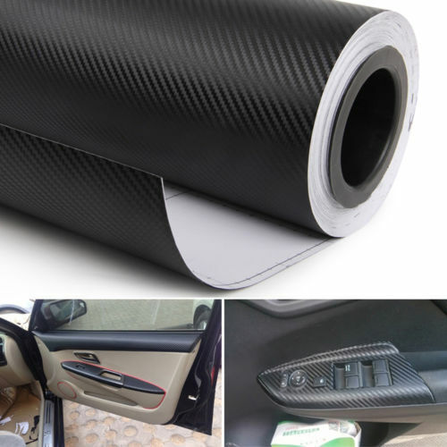 4D Car Interior Accessories Interior Panel Black Carbon Fiber Vinyl Wrap Sticker