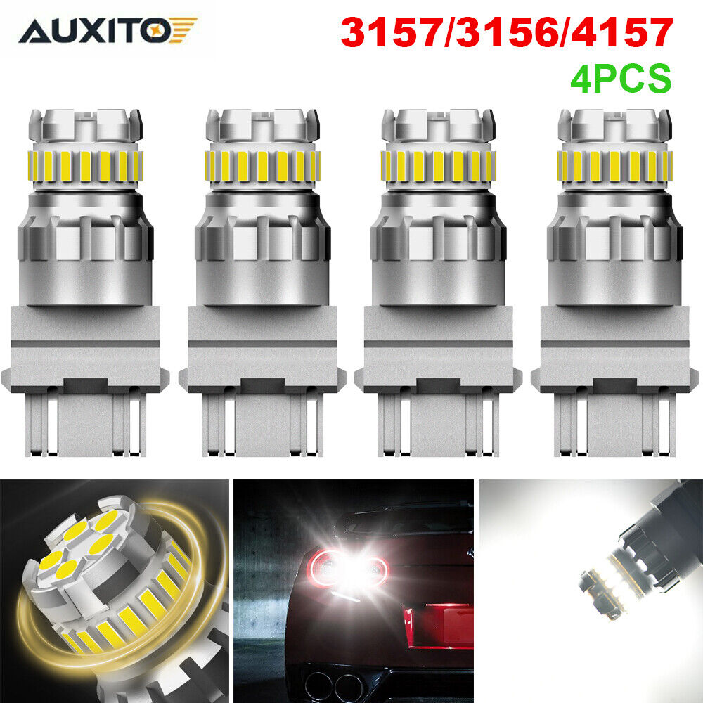 4X AUXITO 3157 3156 LED Backup Reverse Light Bulbs 6500K White Error Free Lamps