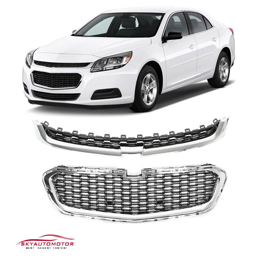 Fit 2014-2015 Chevrolet Malibu Front Upper and Center Grille Set 2PCS Factory