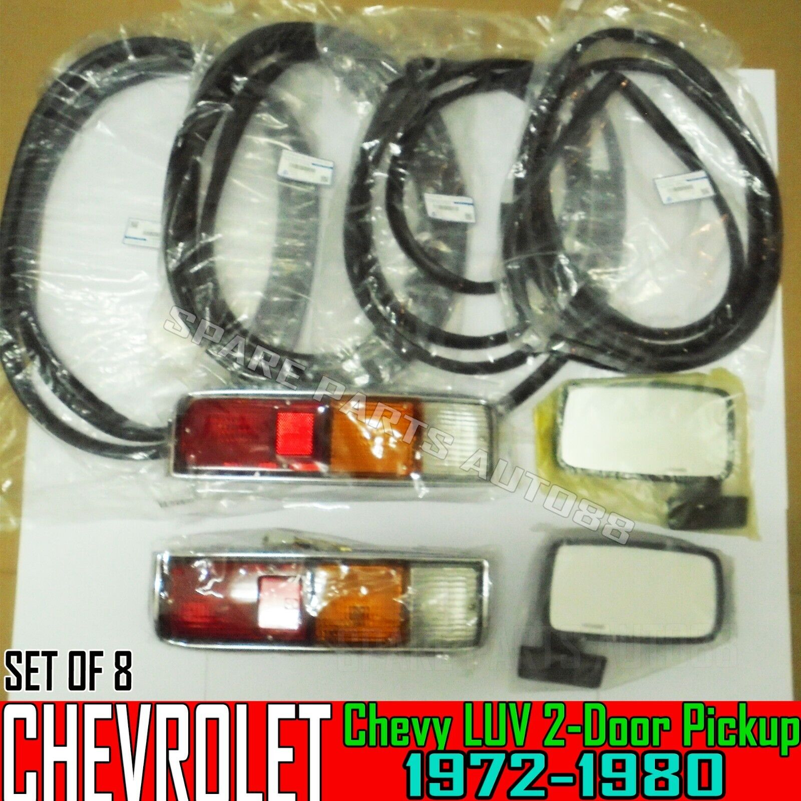 For 72-80 Chevrolet Chevy LUV 2-Door Tail Light,Door Mirrors & Weatherstrip Seal