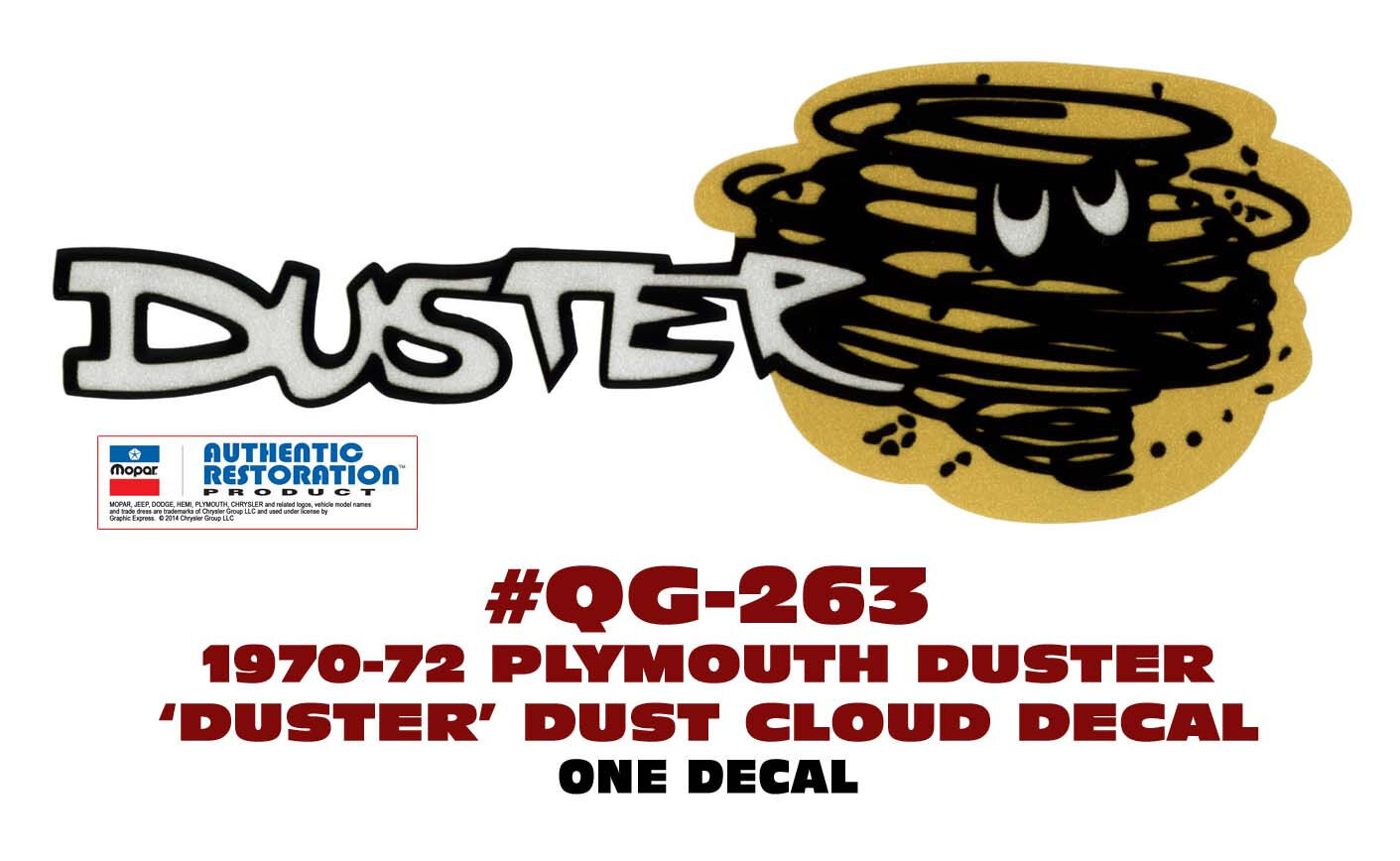 QG-263 1970 1971 1972 PLYMOUTH DUSTER  - DUSTER CLOUD - TAIL PANEL DECAL - ONE
