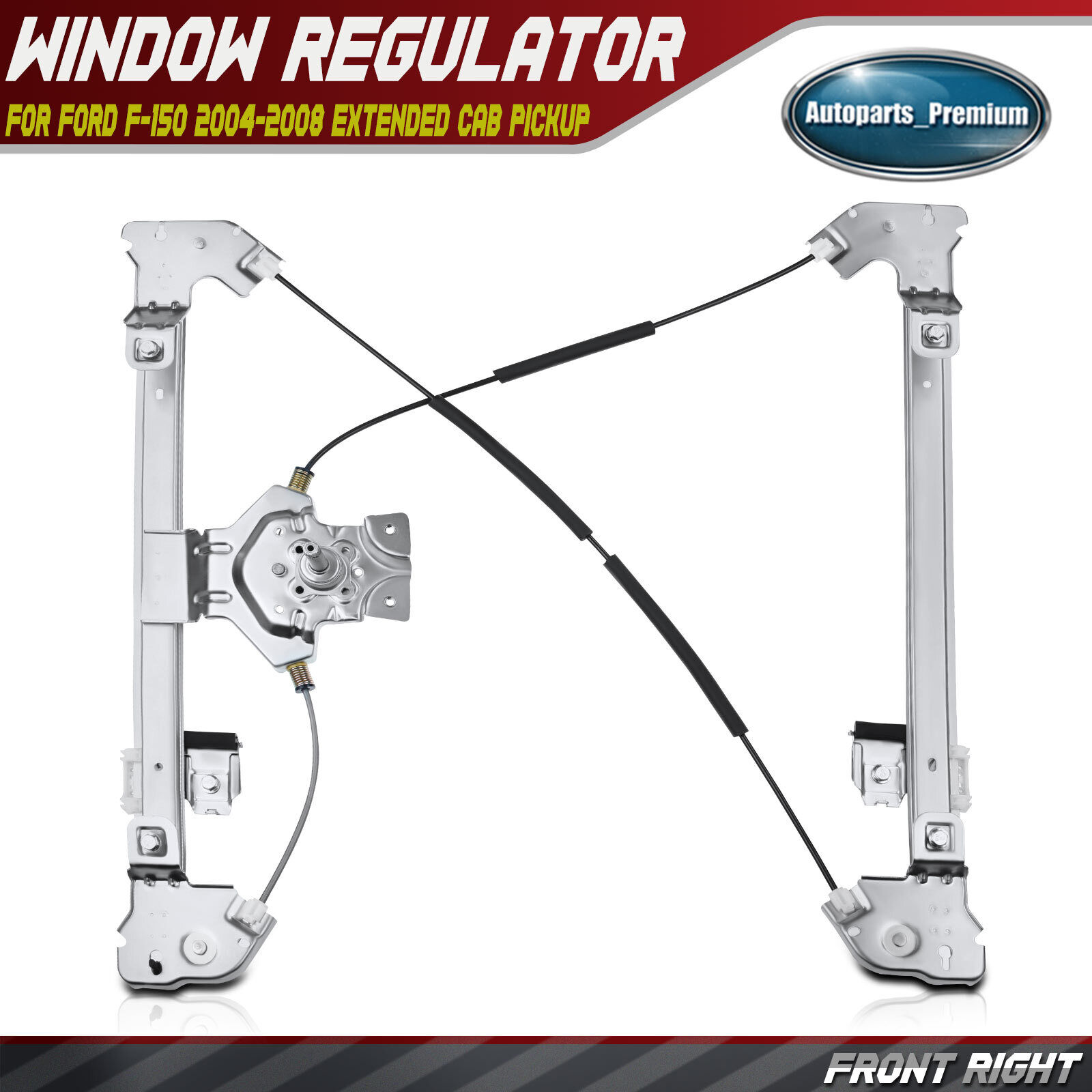 Manual Window Regulator for Ford F-150 2004-2008 Extended Cab Pickup Front Right