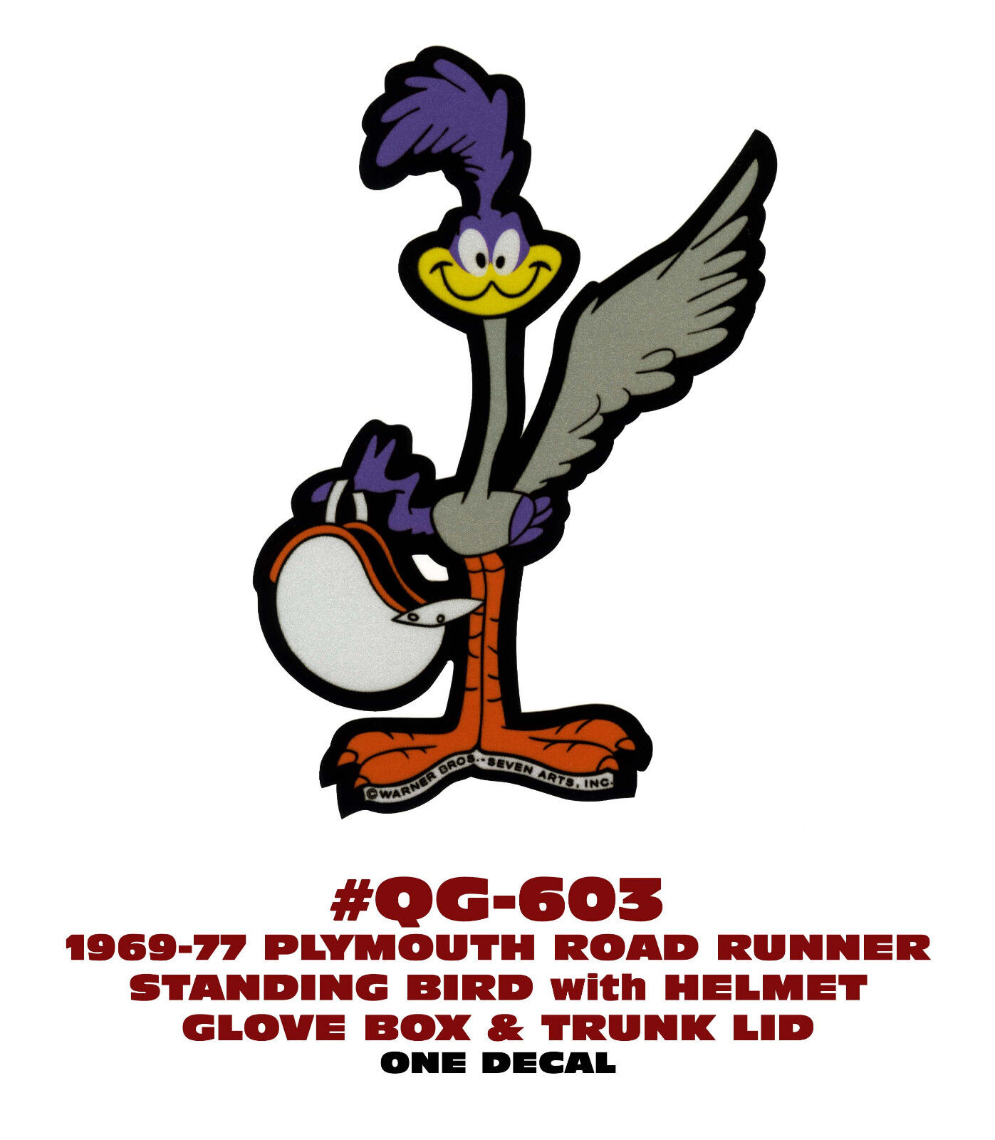 QG-603 1969-77 PLYMOUTH ROAD RUNNER STANDING BIRD w/ HELMET STICKER DECAL KIT