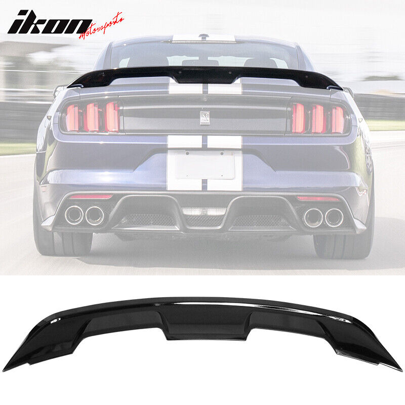 Fit 15-23 Ford Mustang Coupe GT500 Style Rear Trunk Spoiler Wing Gloss Black ABS