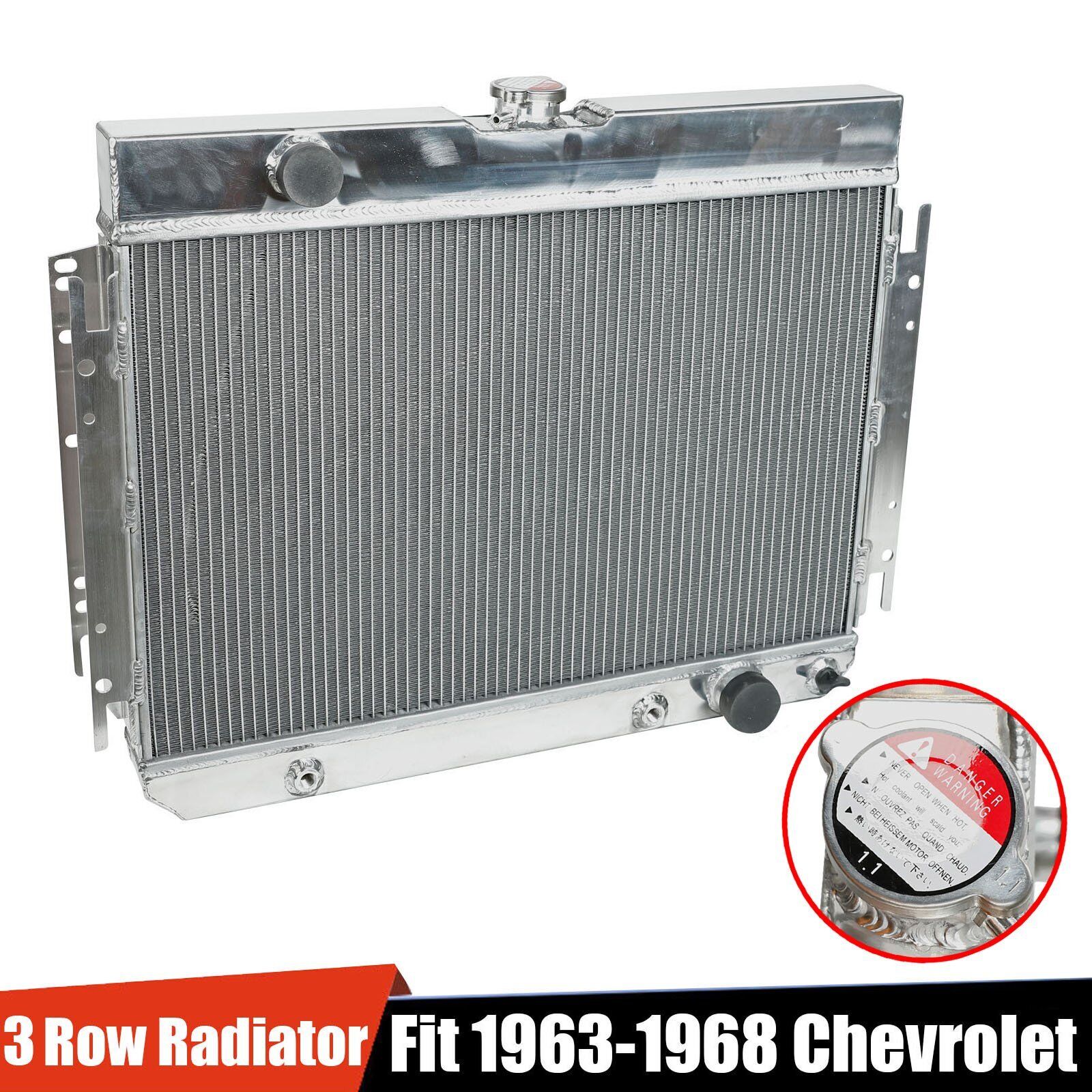 Aluminum Radiator 3 Row For 1963-1968 Chevy Impala L6 V8 /1964-1967 EI Camino