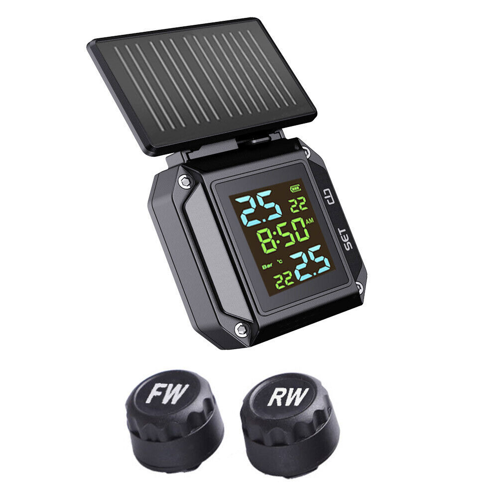 TPMS Motorcycle Accessories Solar Charge External Sensors LCD Display Monitoring