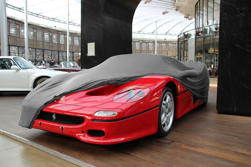 Full garage car cover protective blanket indoor grey with mirror pockets for Ferrari F50