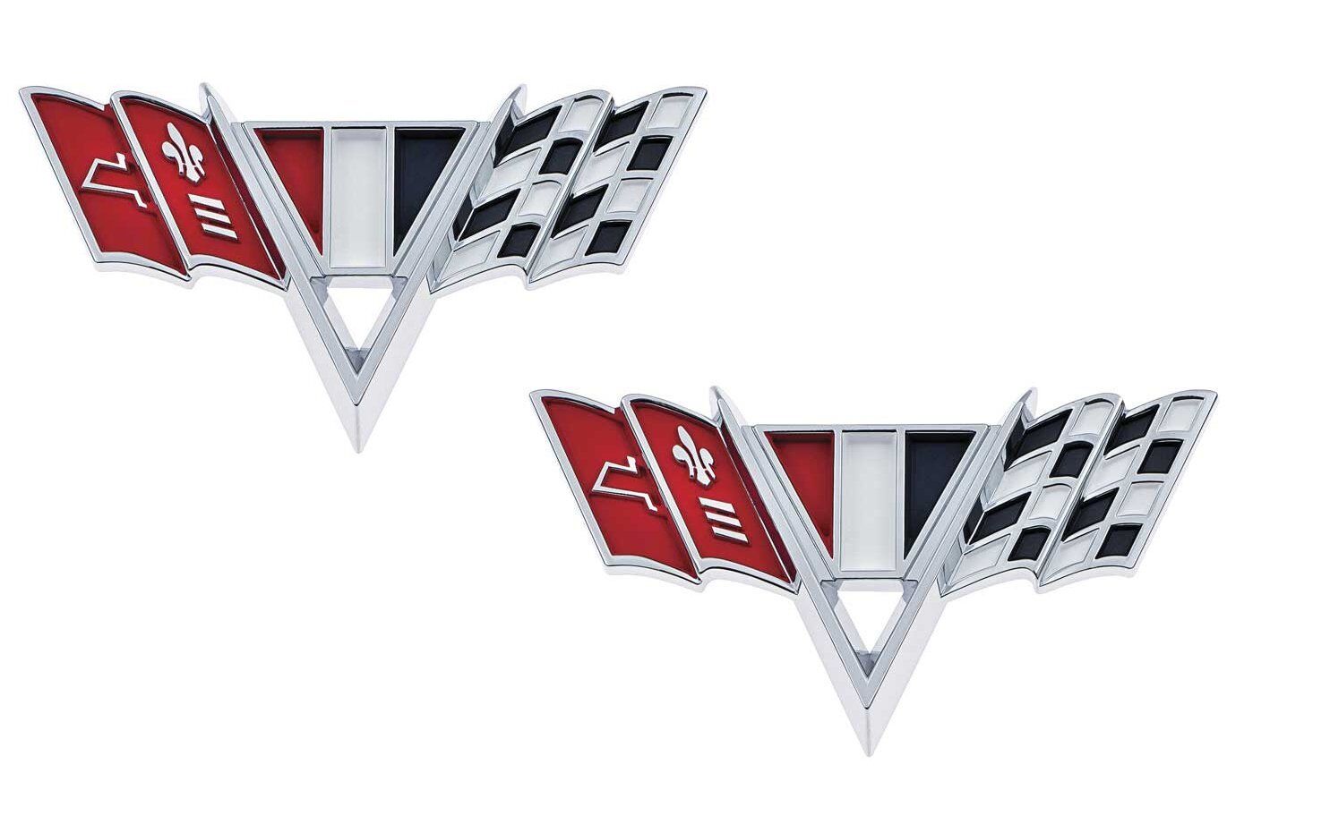 Chevrolet V Flag Emblem Set.- Camaro, Chevelle, El Camino, Impala, Nova *PAIR*