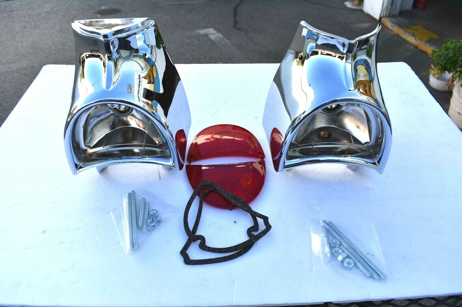 57 1957 Chevrolet Chevy Taillight Tail Light Housings Bezels 