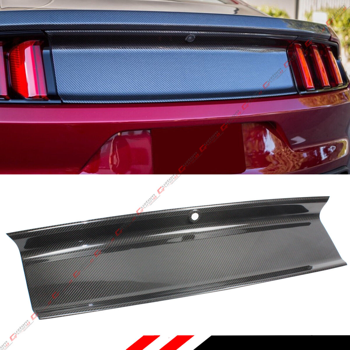 FOR 2015-2023 FORD MUSTANG GT REAL CARBON FIBER TRUNK PANEL DECKLID TRIM COVER